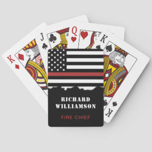 Personalized Firefighter Thin Red Line Fire Rescue Poker Cards