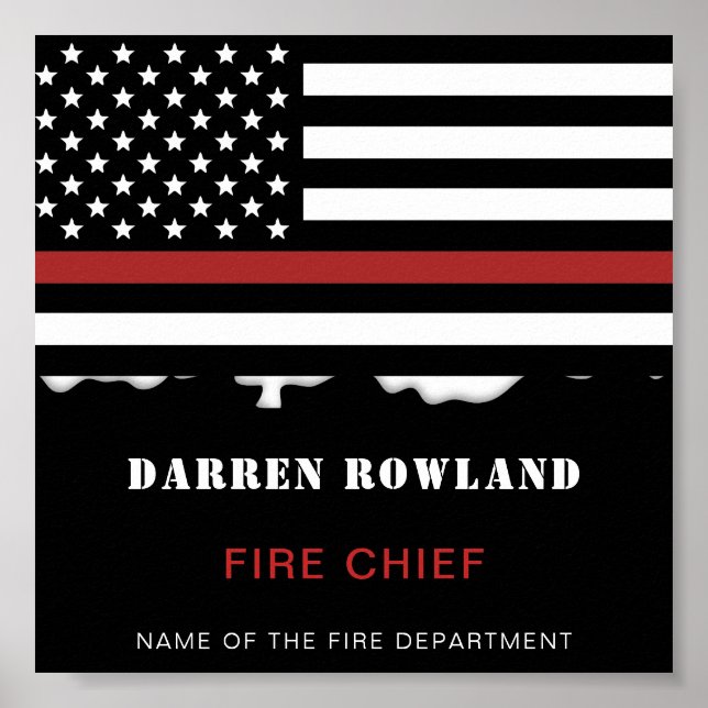 Personalized Firefighter Thin Red Line Fire Rescue Poster (Front)