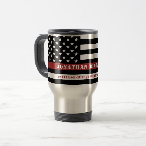 Personalized Firefighter Thin Red Line Fire Rescue Travel Mug