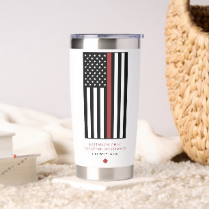 Personalized Firefighter Thin Red Line Flag Insulated Tumbler