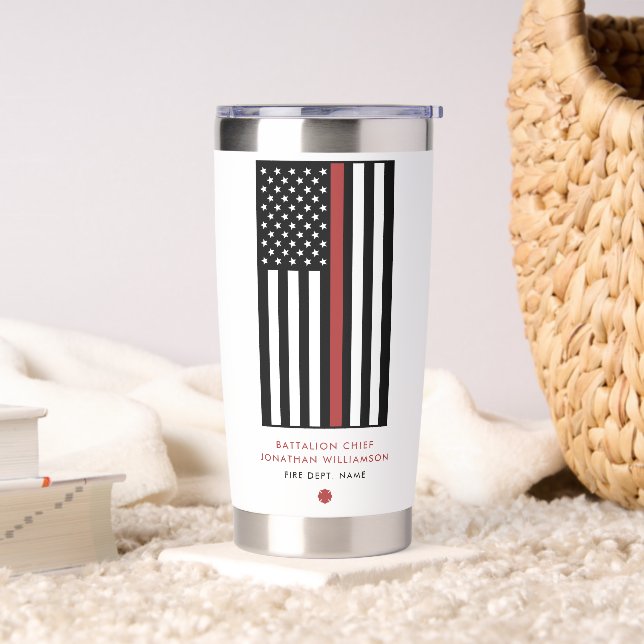 Personalized Firefighter Thin Red Line Flag Insulated Tumbler (Living Room)