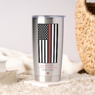 Personalized Firefighter Thin Red Line Flag Insulated Tumbler