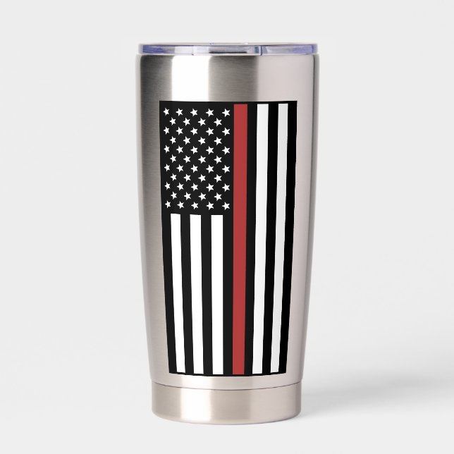 Personalized Firefighter Thin Red Line Flag Insulated Tumbler (Front)