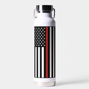 Personalized Firefighter Thin Red Line Flag Water Bottle