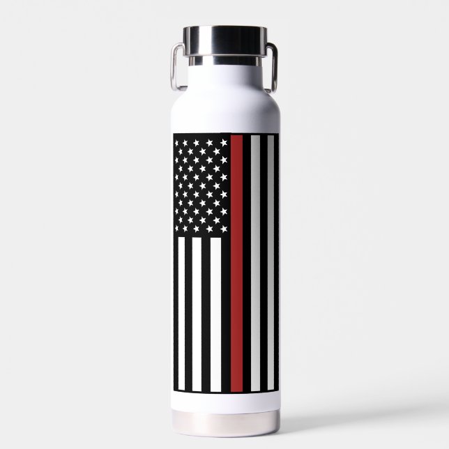 Personalized Firefighter Thin Red Line Flag Water Bottle (Front)