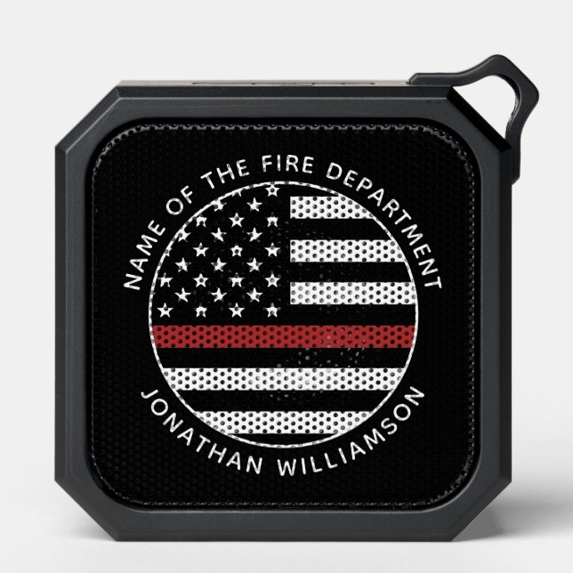 Personalized Firefighter Thin Red Line USA Flag Bluetooth Speaker (Front)