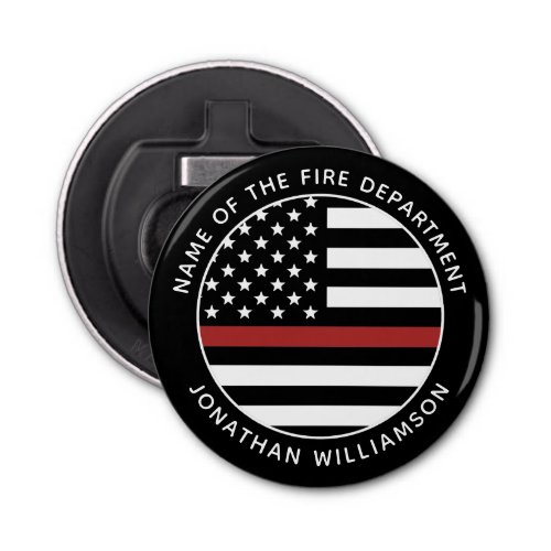 Personalized Firefighter Thin Red Line USA Flag Bottle Opener