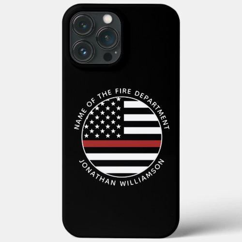 Personalized Firefighter Thin Red Line USA Flag iPhone 13 Pro Max Case
