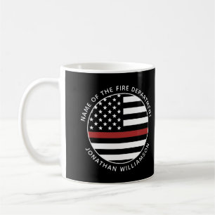 Personalized Firefighter Thin Red Line USA Flag Coffee Mug