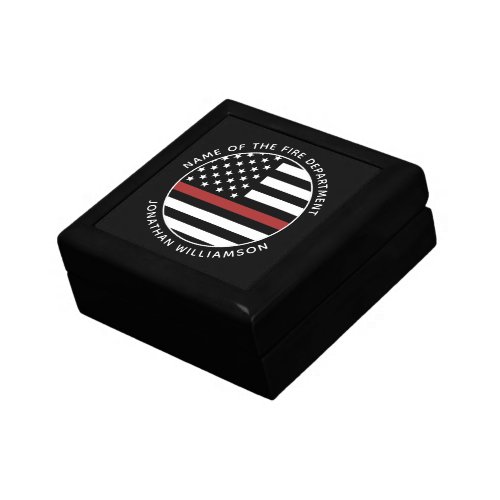 Personalized Firefighter Thin Red Line USA Flag Gift Box