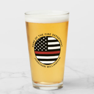 Personalized Firefighter Thin Red Line USA Flag Glass