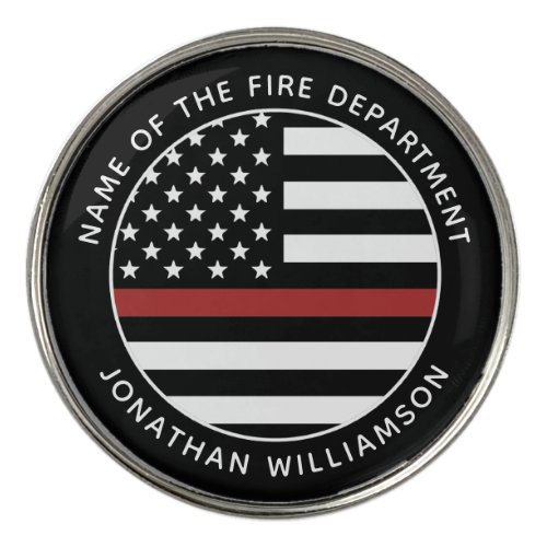 Personalized Firefighter Thin Red Line USA Flag Golf Ball Marker