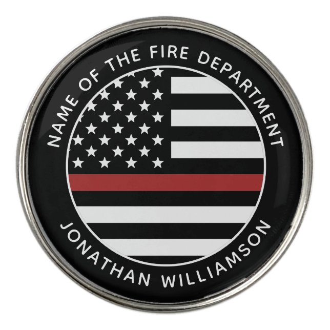 Personalized Firefighter Thin Red Line USA Flag Golf Ball Marker (Front)