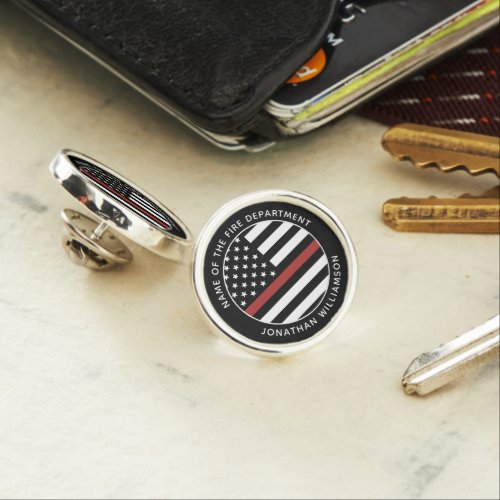 Personalized Firefighter Thin Red Line USA Flag Lapel Pin