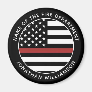 Personalized Firefighter Thin Red Line USA Flag Magnet