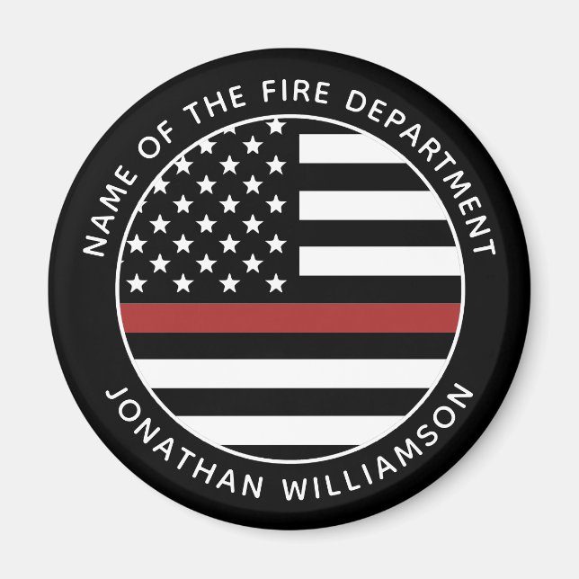Personalized Firefighter Thin Red Line USA Flag Magnet (Front)