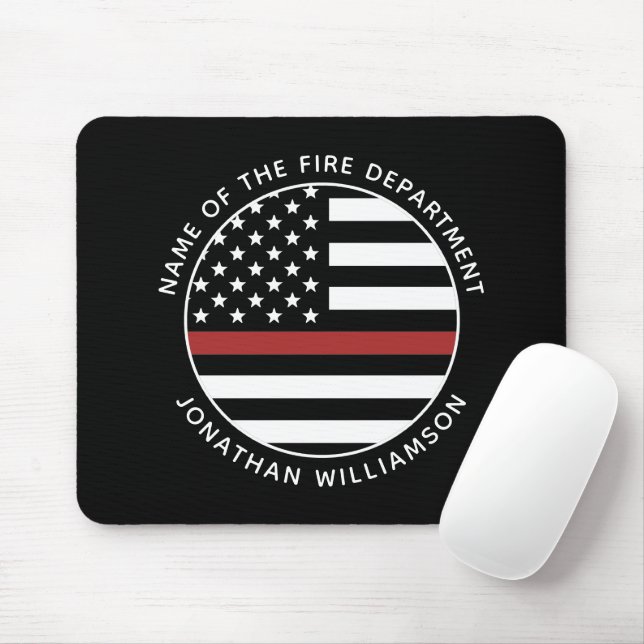 Personalized Firefighter Thin Red Line USA Flag Mouse Pad (With Mouse)