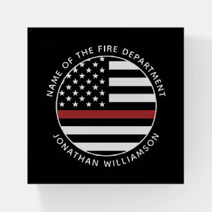 Personalized Firefighter Thin Red Line USA Flag Paperweight