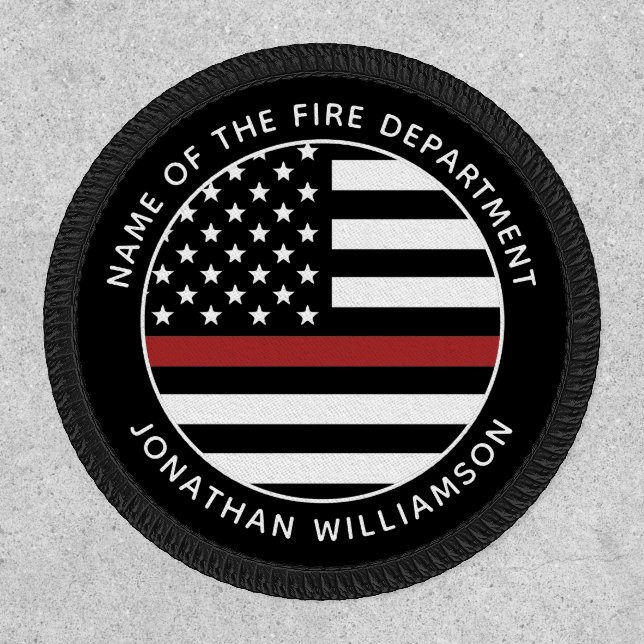 Personalized Firefighter Thin Red Line USA Flag Patch (Front)
