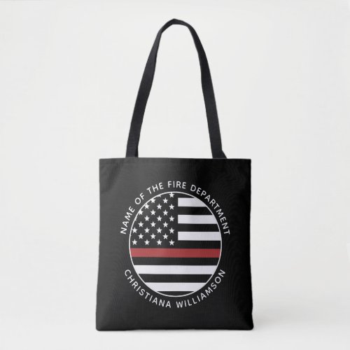 Personalized Firefighter Thin Red Line USA Flag Tote Bag