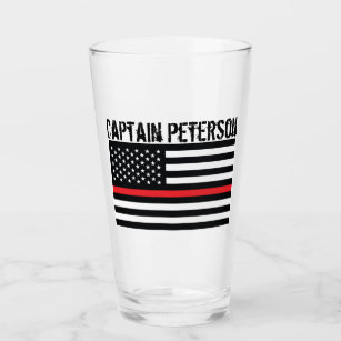 Personalized Firefighters Thin Red Line Flag Glass
