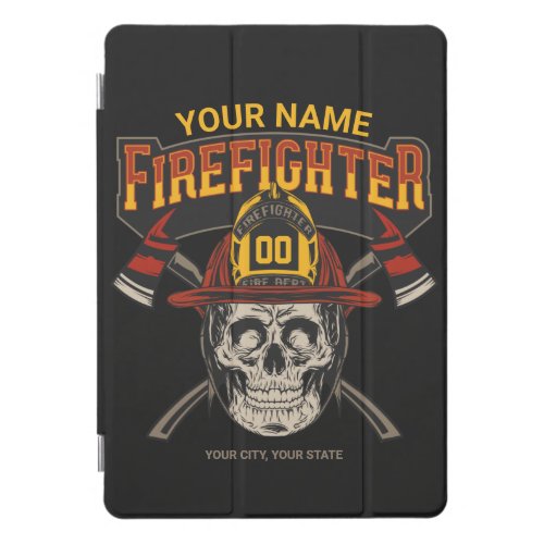 Personalized Fireman Skull Helmet Axe Firefighter  iPad Pro Cover