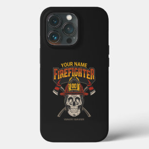 Personalized Fireman Skull Helmet Axe Firefighter iPhone 13 Pro Case
