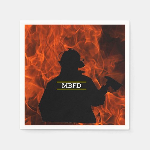 Personalized Firemen and Flames  Napkins