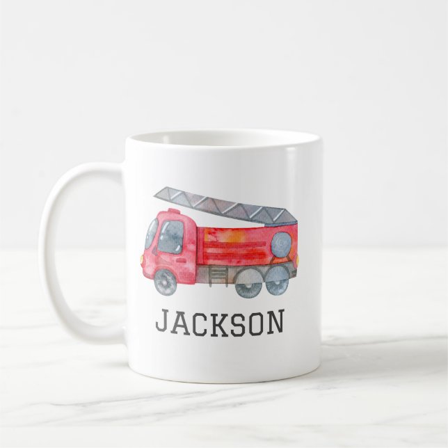 Personalized Firetruck birthday Party Coffee Mug (Left)