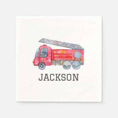 Personalized Firetruck birthday Party Napkins