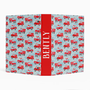 Personalized firetrucks boys custom name mini binder