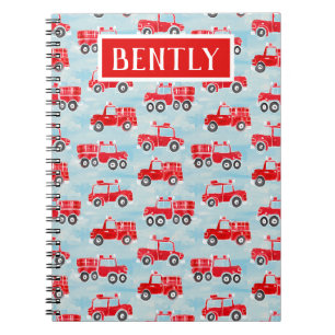 Personalized firetrucks boys custom name notebook