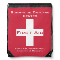 Personalized First Aid Kit Medicine Red Drawstring Bag