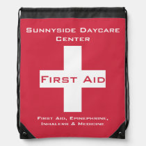 Personalized First Aid Kit Medicine Red Drawstring Bag