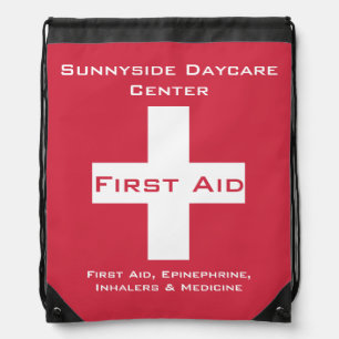 Personalized First Aid Kit Medicine Red Drawstring Bag
