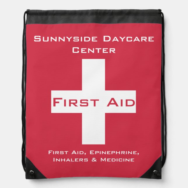Personalized First Aid Kit Medicine Red Drawstring Bag (Front)
