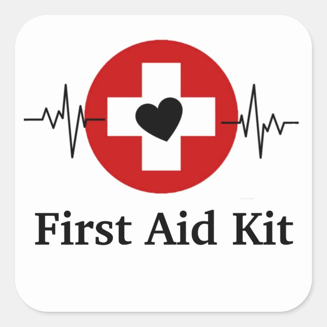 Personalized first aid kit square sticker (Front)