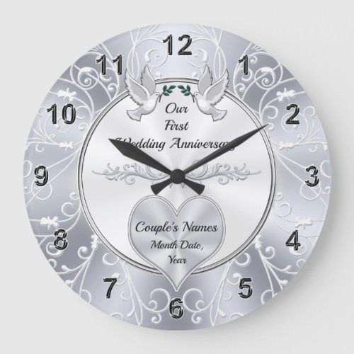 Personalized First Anniversary Clock Gifts Heart