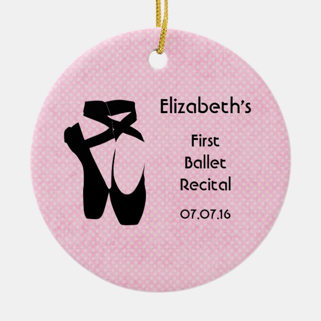 Personalized First Ballet Recital Keepsake Ceramic Ornament (Front)