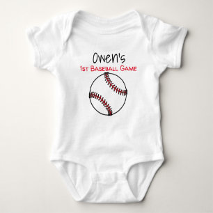 personalized first baseball game baby bodysuit