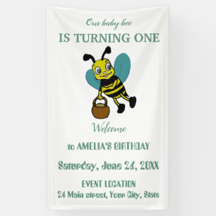 Personalized first birth year 1st birthday party banner