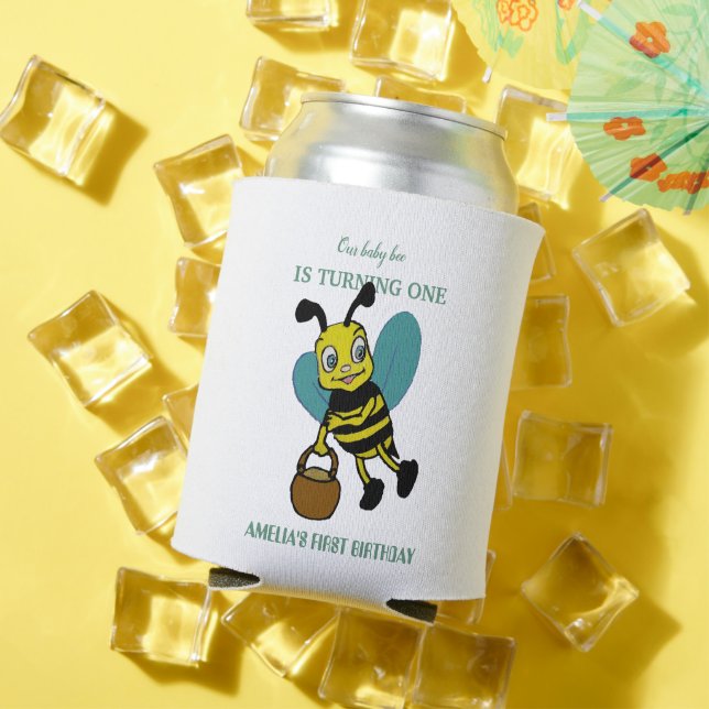 Personalized first birth year 1st birthday party can cooler (In Situ Summer)