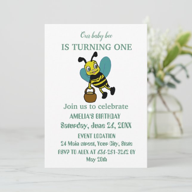 Personalized first birth year 1st birthday party invitation (Standing Front)