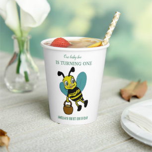 Personalized first birth year 1st birthday party paper cups