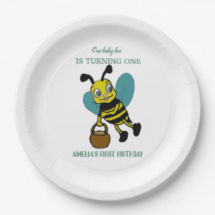 Personalized first birth year 1st birthday party paper plates