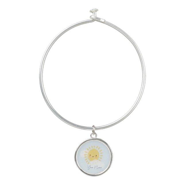 Personalized First Birthday Baby Shower Sunshine Bangle Bracelet (Front)