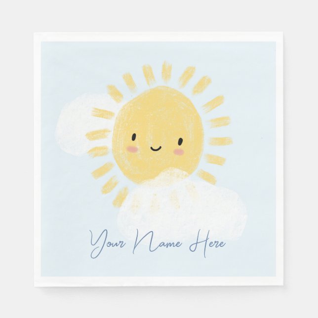 Personalized First Birthday Baby Shower Sunshine Napkins (Front)