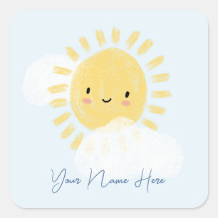Personalized First Birthday Baby Shower Sunshine Square Sticker