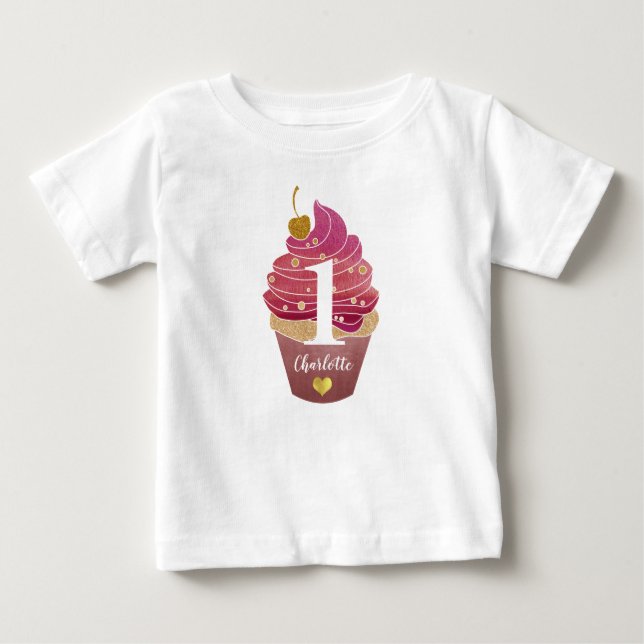 Personalized First Birthday Baby T-Shirt (Front)