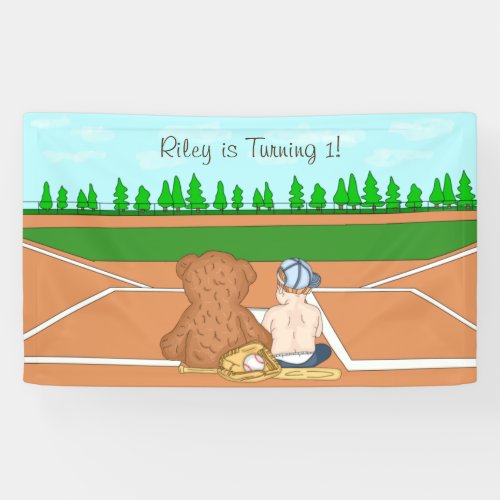 Personalized First Birthday Baseball Themed Banner